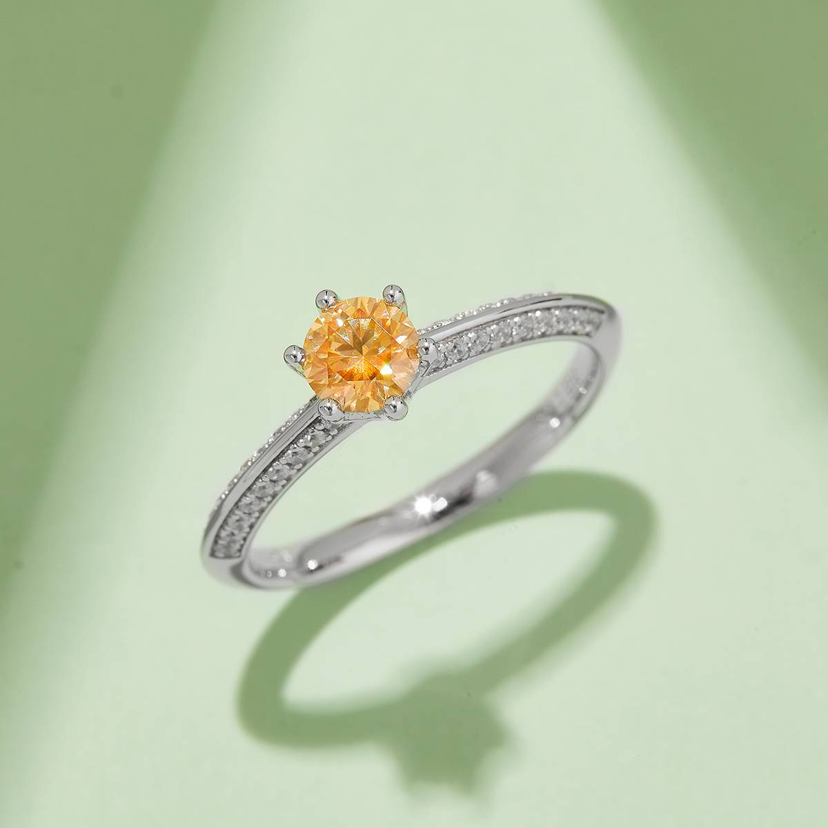 Straight arm luxury inlaid Half Wall Mountain S925 silver plated platinum Moissanite women's ring 50 points D-grade